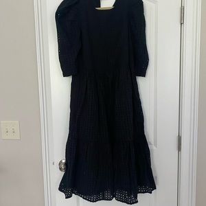 A New Day Puff Sleeve Eyelet MIDI Dress